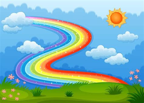 Free Vector | Vertical rainbow wave in the sky background template