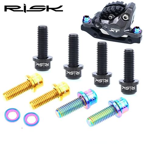 RISK Titanium M6*18 MM Mtb Bike Brake Caliper Bolts Bicycle Disc Brake ...