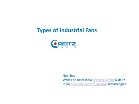 Types of Industrial Fans by Reitz India Limited., - Issuu