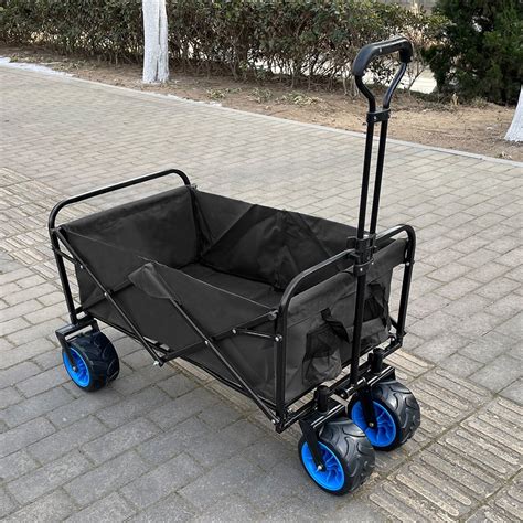 Folding Grocery Cart with wheels, Heavy Duty Utility Wagon Cart with ...