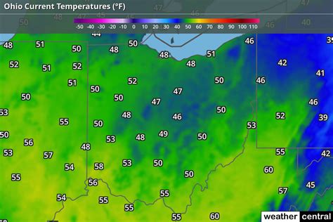 Ohio Current Temperatures Map