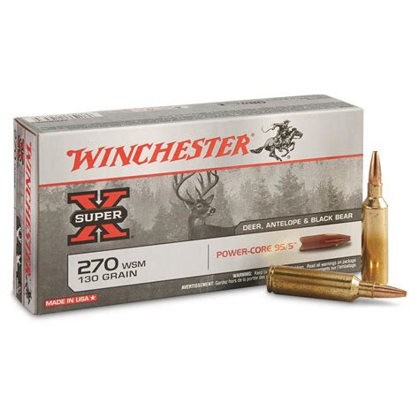 Super-X, .270 cal., WSM, Lead Free, 130 Grain, 20 Rounds - 224230, .270 ...