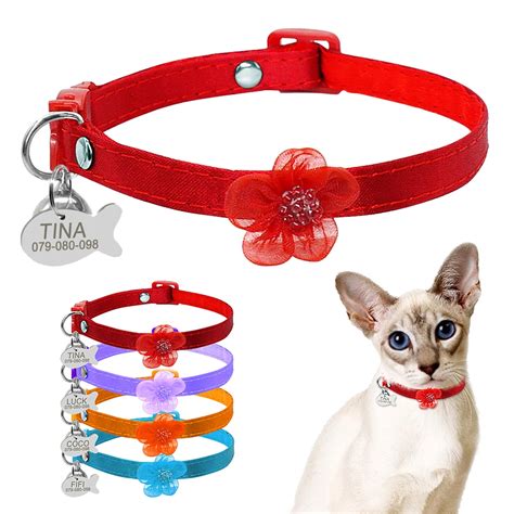 Quick Release Cat Id Collar Personalized Flower Cats Collars Customized ...