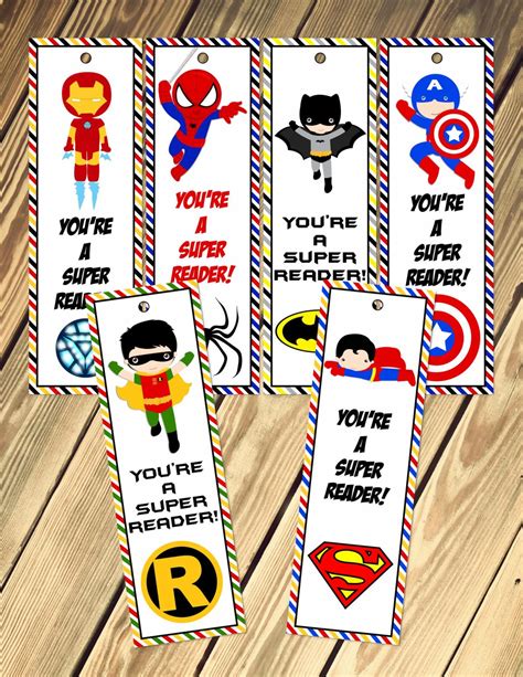 Super Hero Bookmarks Printable - Etsy | Etsy printables, Bookmarks ...