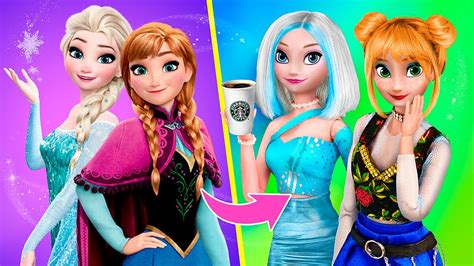 Elsa and Anna in the Modern World / 10 Frozen DIYs - YouTube