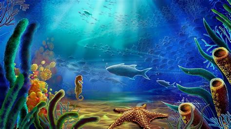 Free download | HD wallpaper: art, cartoon, color, ocean, underwater ...