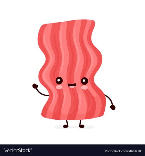 Cute happy funny bacon cartoon character Vector Image