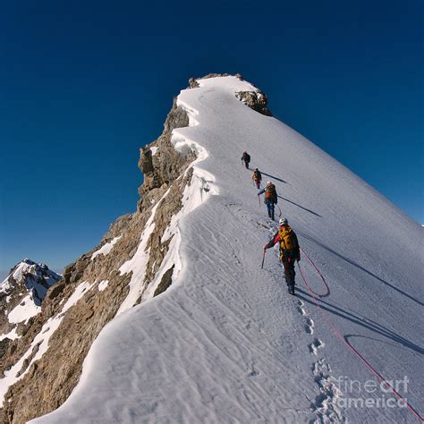 Tied Climbers Climbing Mountain Photograph by Taras Kushnir - Pixels