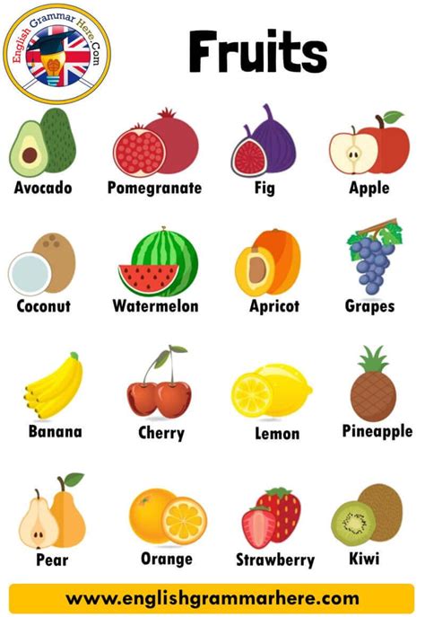 English Fruits Names List, Definition and Examples FRUITS VOCABULARY If ...