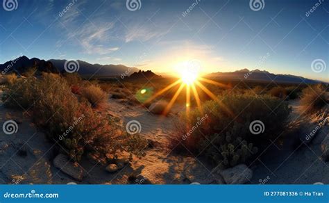 Beautiful Sunset in the Desert, Digital Drawing Stock Illustration ...