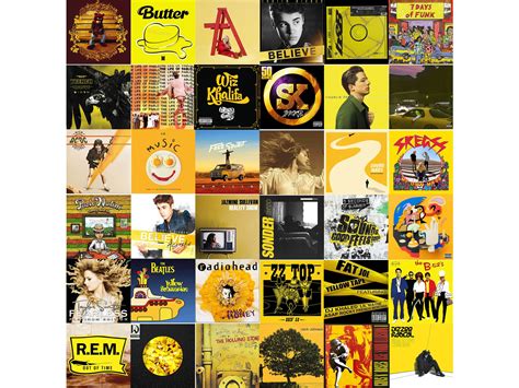 36 PCS Album Poster Yellow Wall Collage Kit Album Cover Aesthetic Photo ...