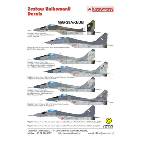 Techmod decals Decals Mikoyan MiG-29A/Mikoyan MiG-29G/Mikoyan MiG...