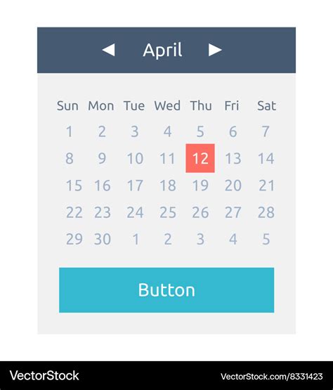 Website element calendar button Royalty Free Vector Image