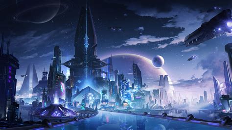 sci-fi, city, night, art, 4k, pc, HD Wallpaper | Rare Gallery