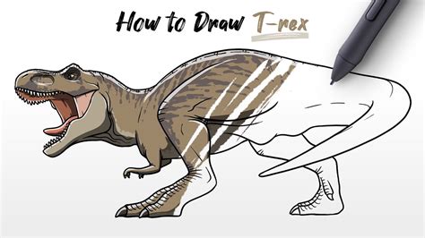 How to Draw Trex Tyrannosaurus Rex dinosaur from Jurassic World ...