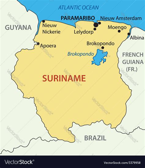 Republic of suriname - map Royalty Free Vector Image