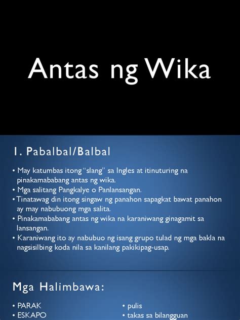 Mga Halimbawa Ng Antas Ng Wika Na Pambansa