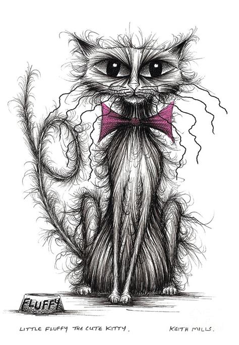 Little Fluffy the cute kitty Drawing by Keith Mills - Fine Art America