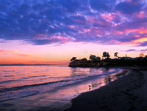 Santa Barbara Sunset. A sunset at Leadbetter beach with Santa Cruz ...