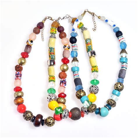 African Traditional Medium Necklace - African Trade Beads Jewellery ...