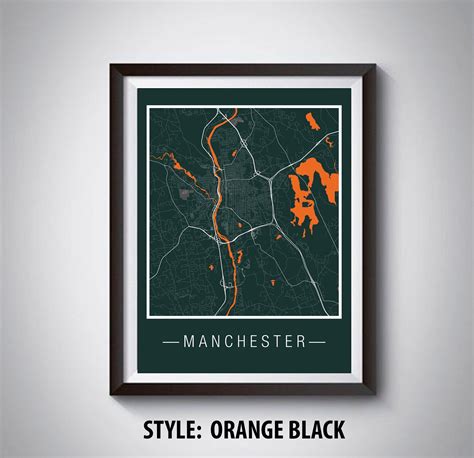 Map of Manchester NH Manchester Map Manchester Poster - Etsy