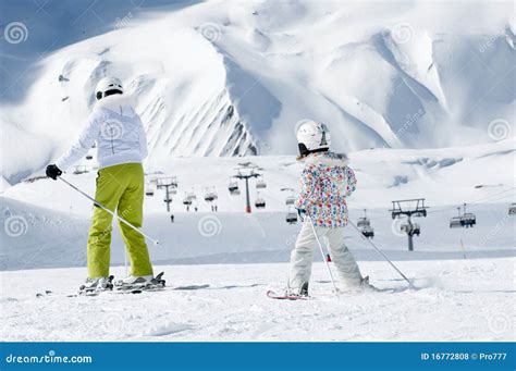 Ski lesson stock photo. Image of little, mountainside - 16772808