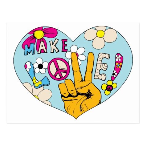 Make Love Not War ~ 60s Hippie Peace Sign Postcard | Zazzle