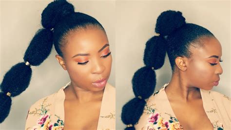 HOW TO | BUBBLE PONYTAIL ON SHORT NATURAL HAIR | Tondie Phophi - YouTube