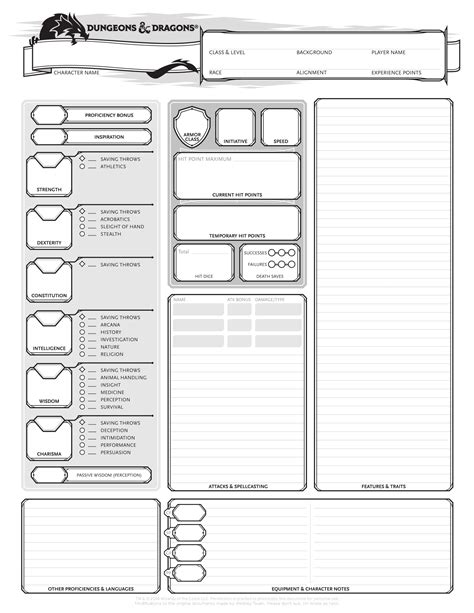 [OC] My take on a custom first page of a 5e character sheet : r/DnD