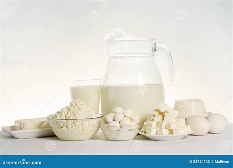 Milk and a Variety of Cheeses Stock Image - Image of mozzarella ...