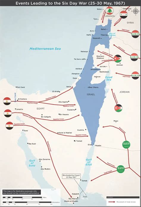 Map of the Events Leading to the Six Day War (1967)