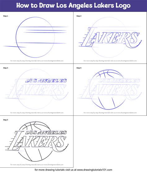 How to Draw Los Angeles Lakers Logo printable step by step drawing ...