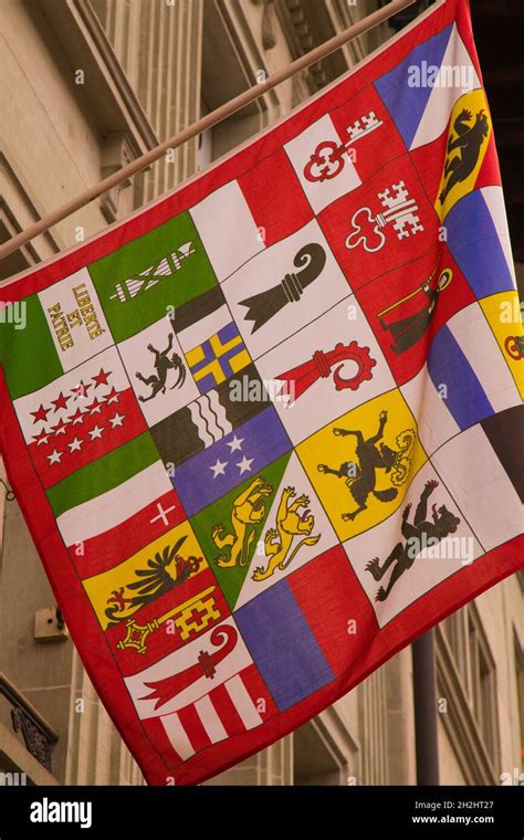 Switzerland, Fribourg, Swiss cantons' flags Stock Photo - Alamy