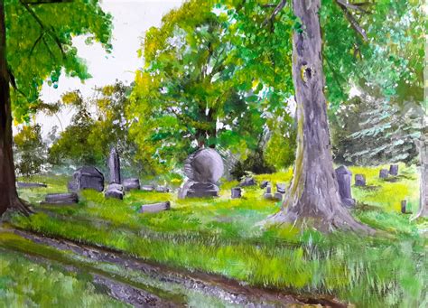 Cemetery Painting by WibblyWobblyTime on DeviantArt