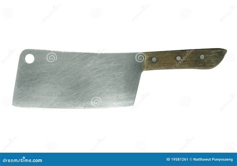 A Large Kitchen Knife on a White Stock Image - Image of butcher ...