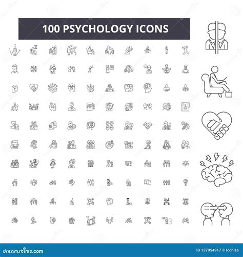 Psychology Editable Line Icons, 100 Vector Set, Collection. Psychology ...