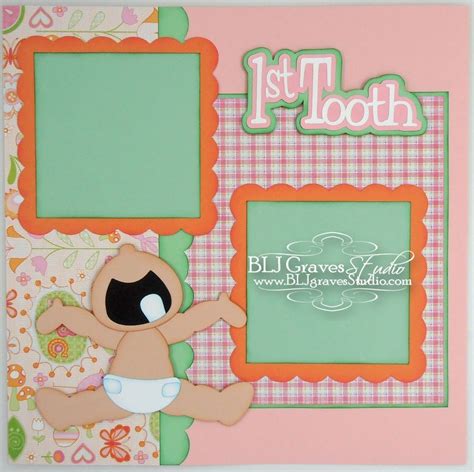 Elite4U Premade Scrapbook Page Paper Piecing First Tooth Baby Girl ...