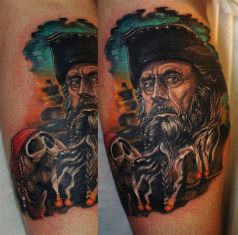 Blackbeard Tattoo | Pirate tattoo, Best leg tattoos, Cool tattoos