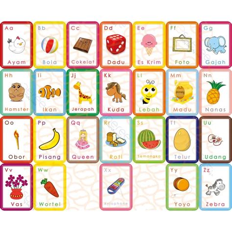 FLASH CARD ALPHABET / KARTU BELAJAR BAYI & ANAK INDONESIA - INGGRIS ...