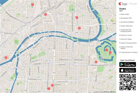 Osaka Printable Tourist Map | Sygic Travel