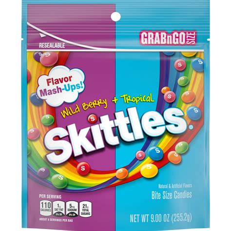 Skittles Wild Berry and Tropical Flavor Mash-Ups Chewy Candy, 9 oz ...