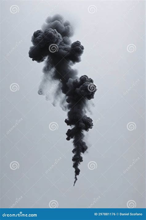 Black Smoke Explosion Isolated on a White Background. Generative AI ...