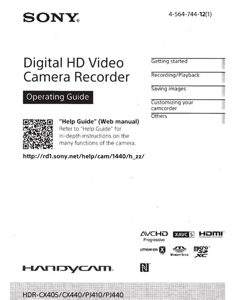 Sony Handycam HDR-CX405 Operating Manual - Free PDF Download (43 Pages)