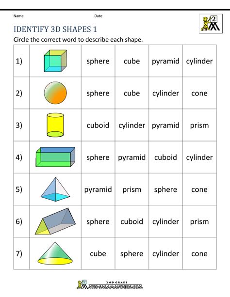 2nd Grade 3d Shapes Worksheets For Grade 2 - kidsworksheetfun