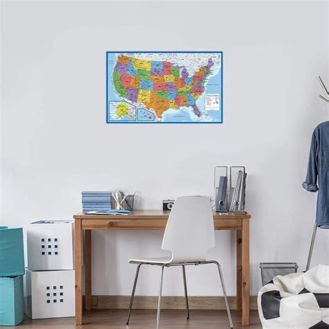 Laminated USA Map - 18" X 29" - Wall Chart Map of the United States of ...