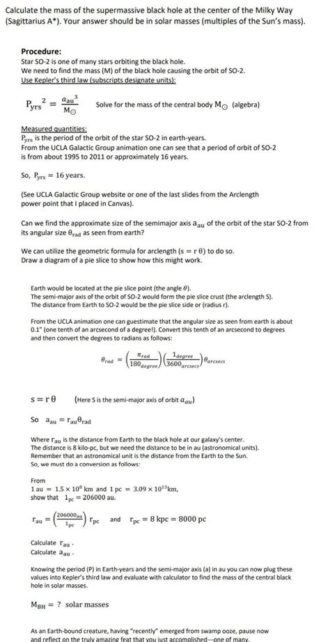 Solved Calculate the mass of the supermassive black hole at | Chegg.com