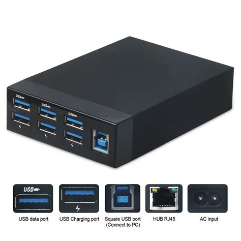 6 Ports USB HUB 3.0 Charging 5V 3A USB Charger Adapter with RJ45 ...