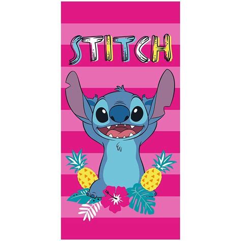 Disney Beach Towels - Striped Stitch Pink Beach Towel - Walmart.com ...