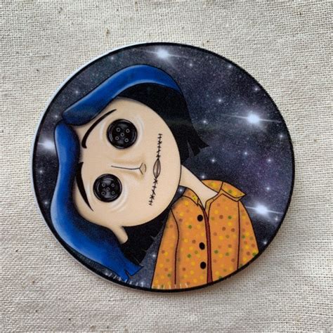 Coraline Button Eyes Head Tilting Circle Weatherproof Sticker | Etsy