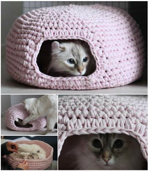 Wonderful DIY Crochet Cat Cave With Free Pattern